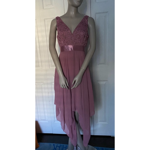 Ever Pretty Women Double V-Neck Mauve Flowy dress size S/4 - Picture 1 of 16